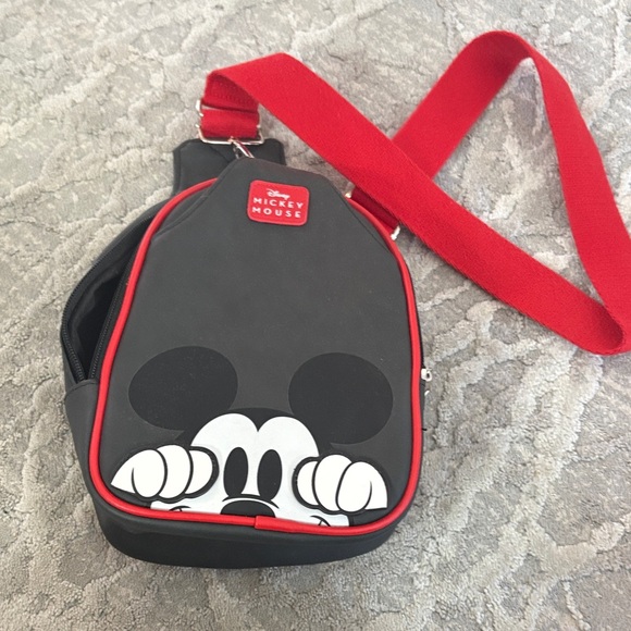 Disney Other - Disney Kids Black Bag with Red Strap and Trim featuring Mickey Mouse